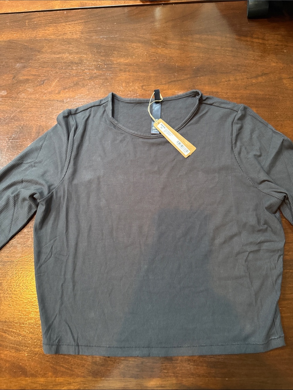 SKIMS Long Sleeve Ribbed Tee - Charcoal